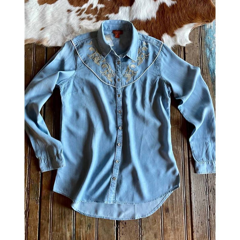 NEW SCULLY redwood shirt in chambray - Picture 2 of 5